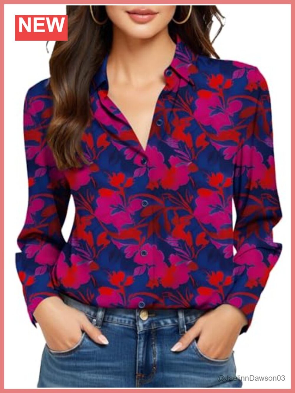 Womens Non-Iron Wrinkle-Free Button Down Long Sleeve Dress Shirt